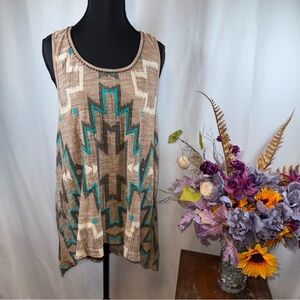 Double D Ranch Western Aztec Tank Racerback Boho Tunic L